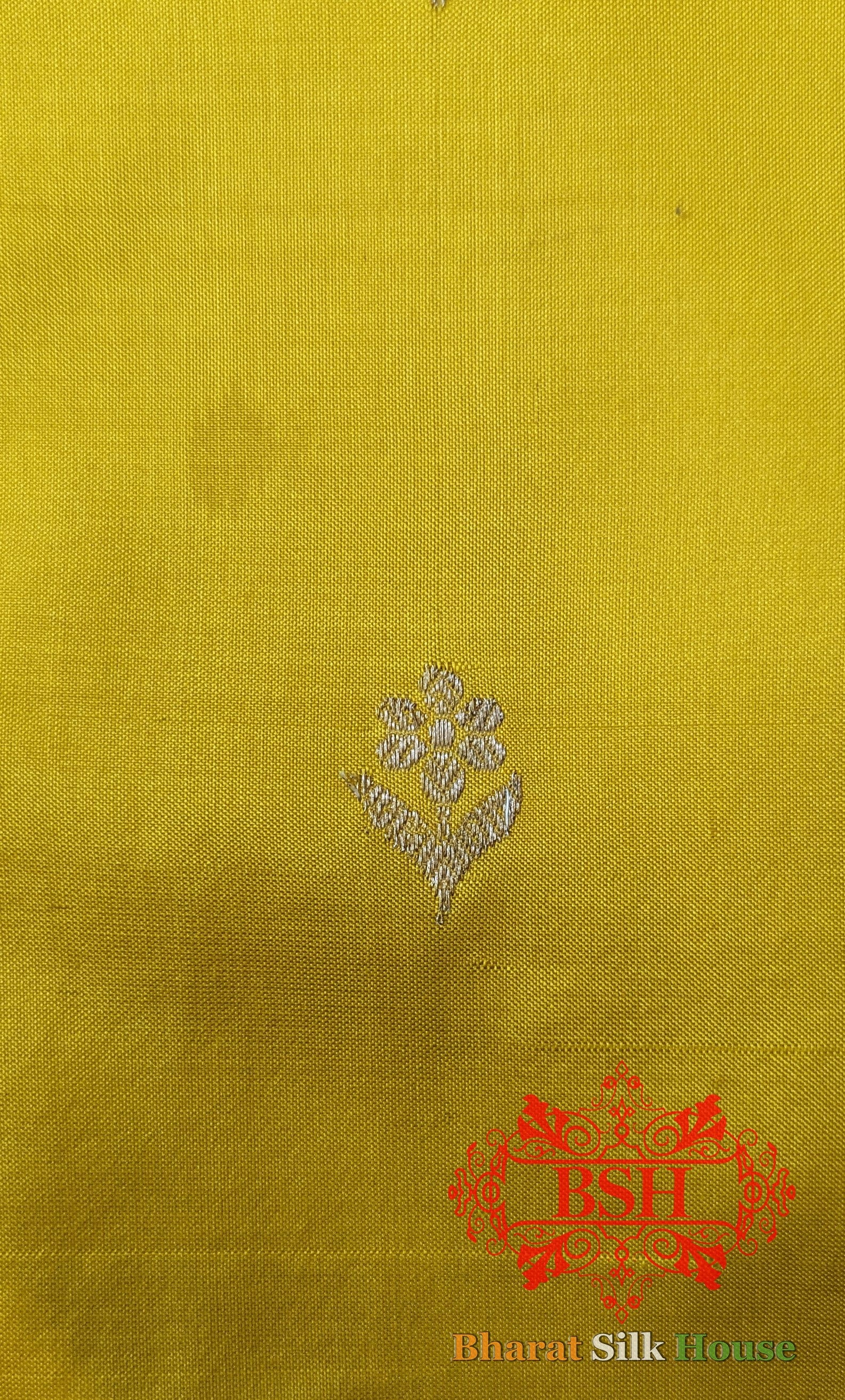 Pure Banarasi Handloom Katan Silk Antique Zari Saree In Shades Of Yellow - Bharat Silk House