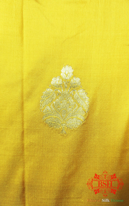 Pure Banarasi Handloom Katan Silk Antique Zari Saree In Shades Of Yellow - Bharat Silk House