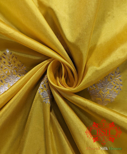 Pure Banarasi Handloom Katan Silk Antique Zari Saree In Shades Of Yellow - Bharat Silk House