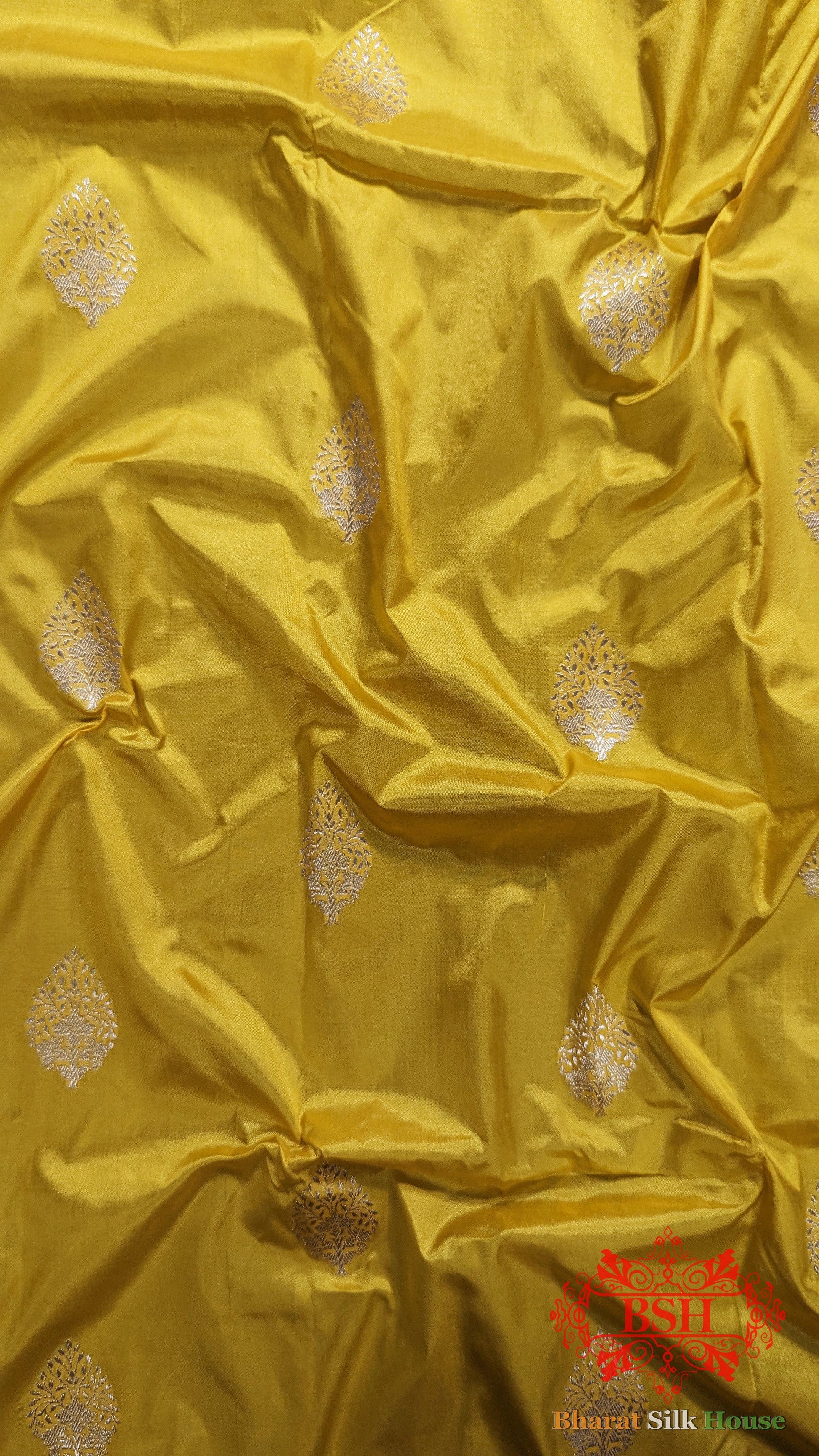 Pure Banarasi Handloom Katan Silk Antique Zari Saree In Shades Of Yellow - Bharat Silk House