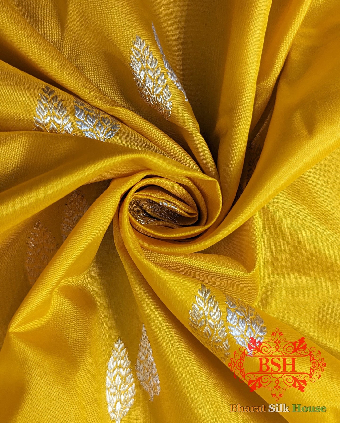 Pure Banarasi Handloom Katan Silk Antique Zari Saree In Shades Of Yellow - Bharat Silk House