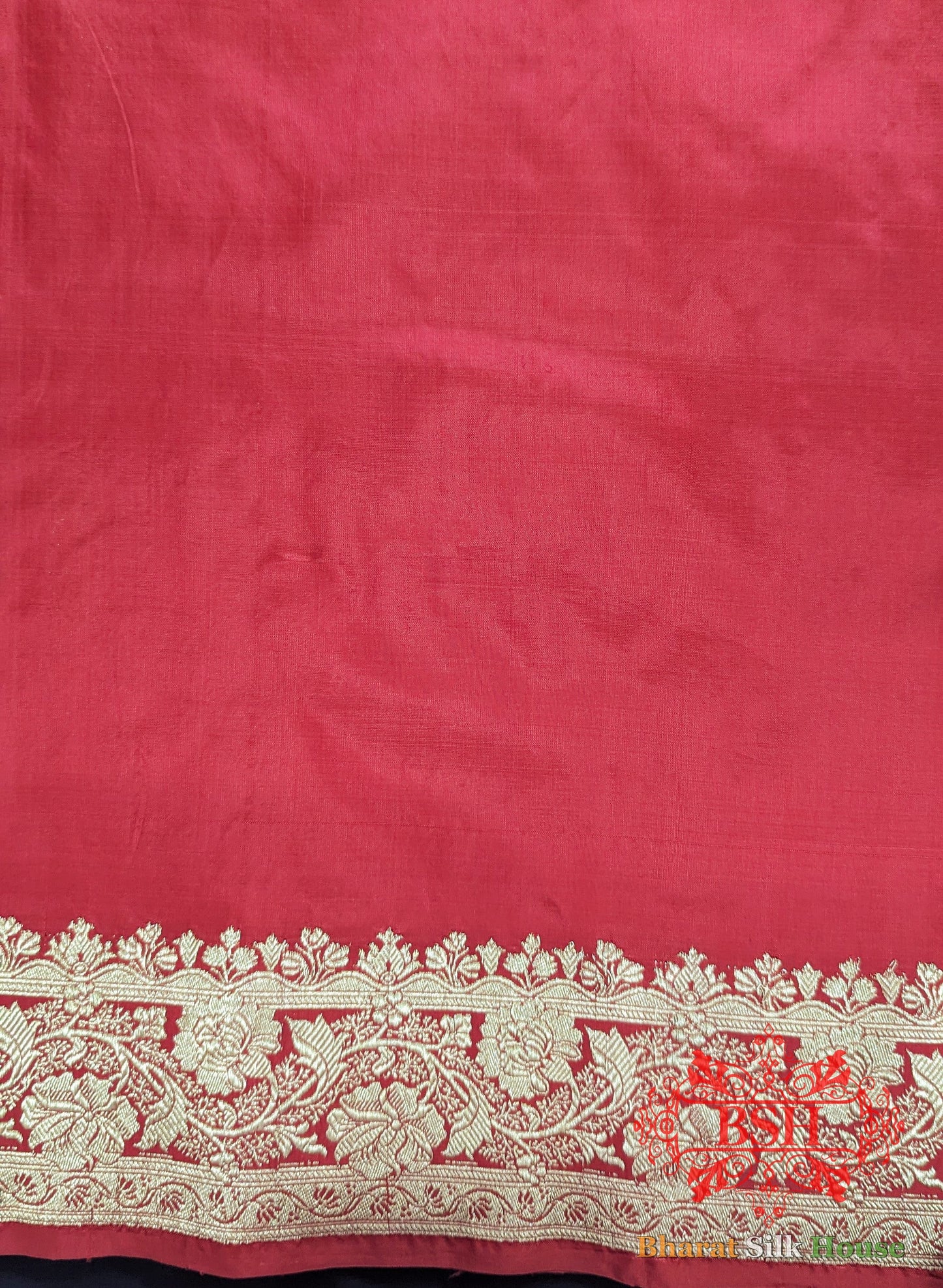 Pure Banarasi Handloom Katan Silk Meenakari Antique Golden Zari Saree In Shades Of Red - Bharat Silk House