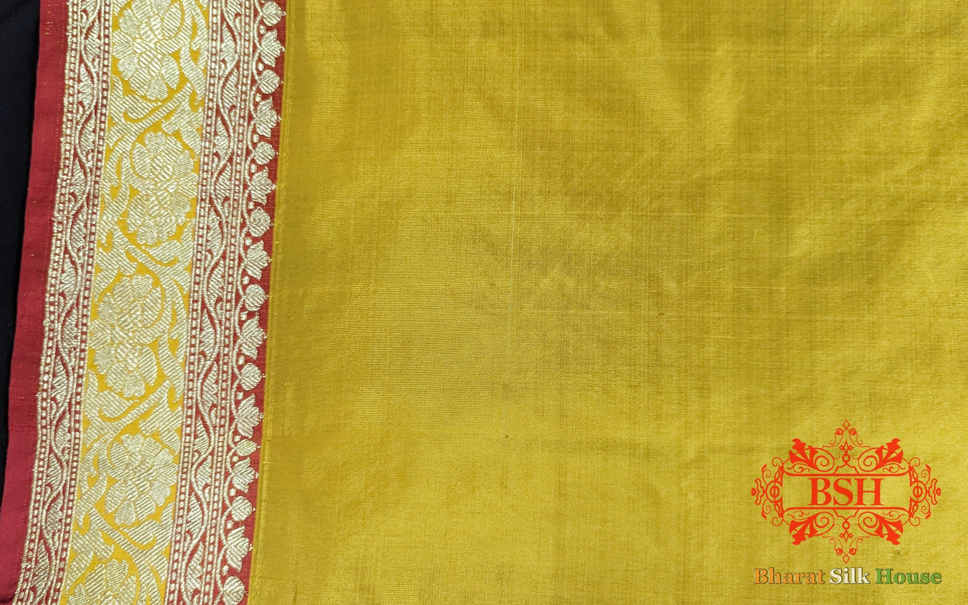 Pure Banarasi Handloom Katan Silk Meenakari Antique Golden Zari Saree In Shades Of Yellow - Bharat Silk House