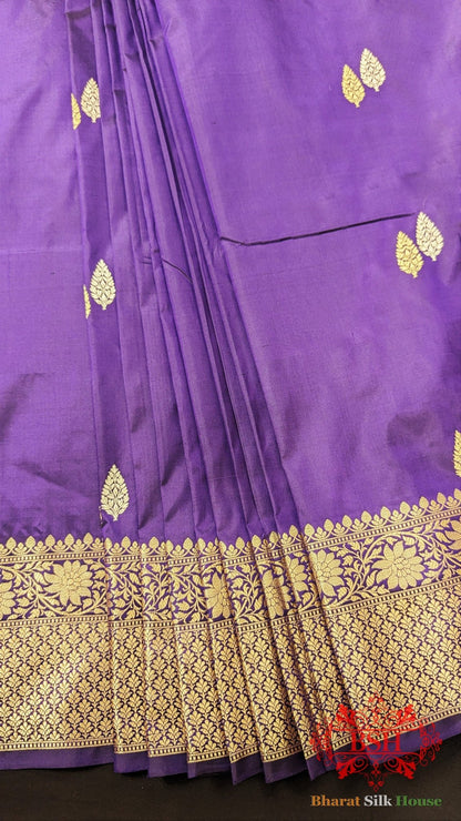 Pure Banarasi Handloom Katan Silk Meenakari Antique Zari Saree In Shades Of Blue - Bharat Silk House