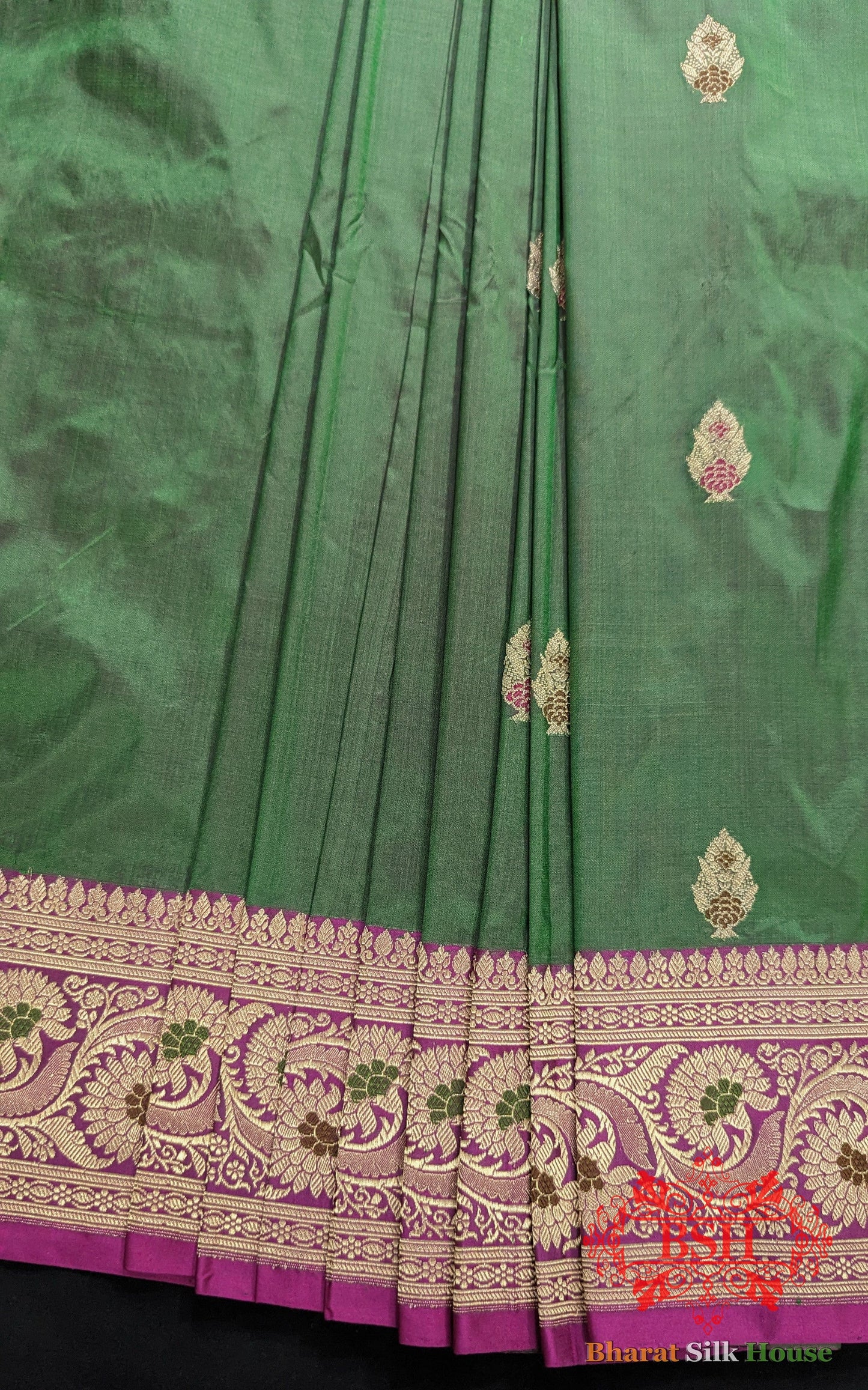 Pure Banarasi Handloom Katan Silk Meenakari Antique Zari Saree In Shades Of Cross Color - Bharat Silk House