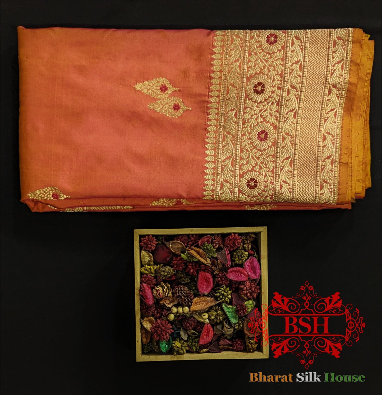 Pure Banarasi Handloom Katan Silk Meenakari Antique Zari Saree In Shades Of Cross Color - Bharat Silk House