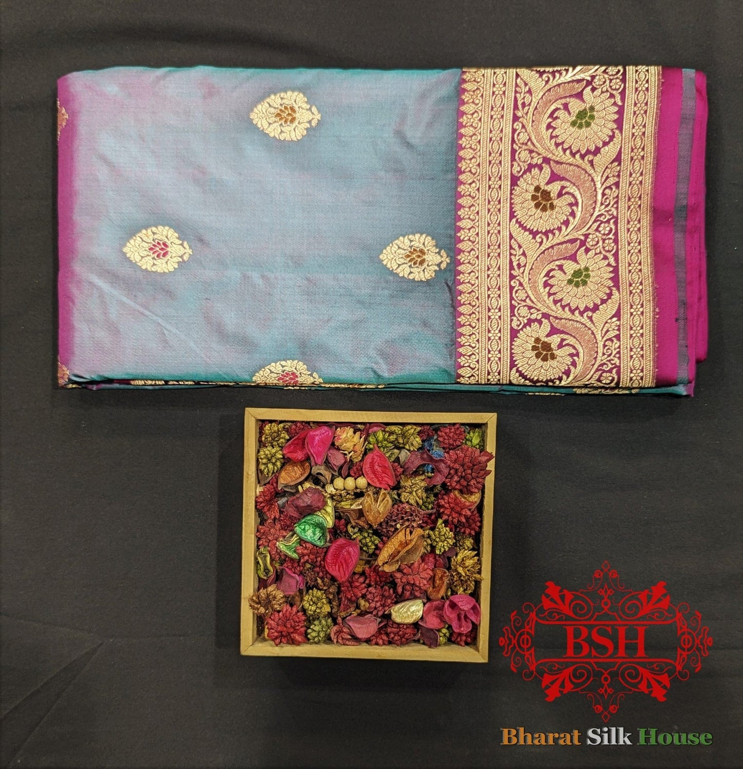 Pure Banarasi Handloom Katan Silk Meenakari Antique Zari Saree In Shades Of Cross colour - Bharat Silk House