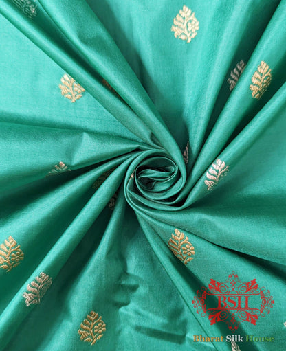 Pure Banarasi Handloom Katan Silk Meenakari Antique Zari Saree In Shades Of Cyan - Bharat Silk House