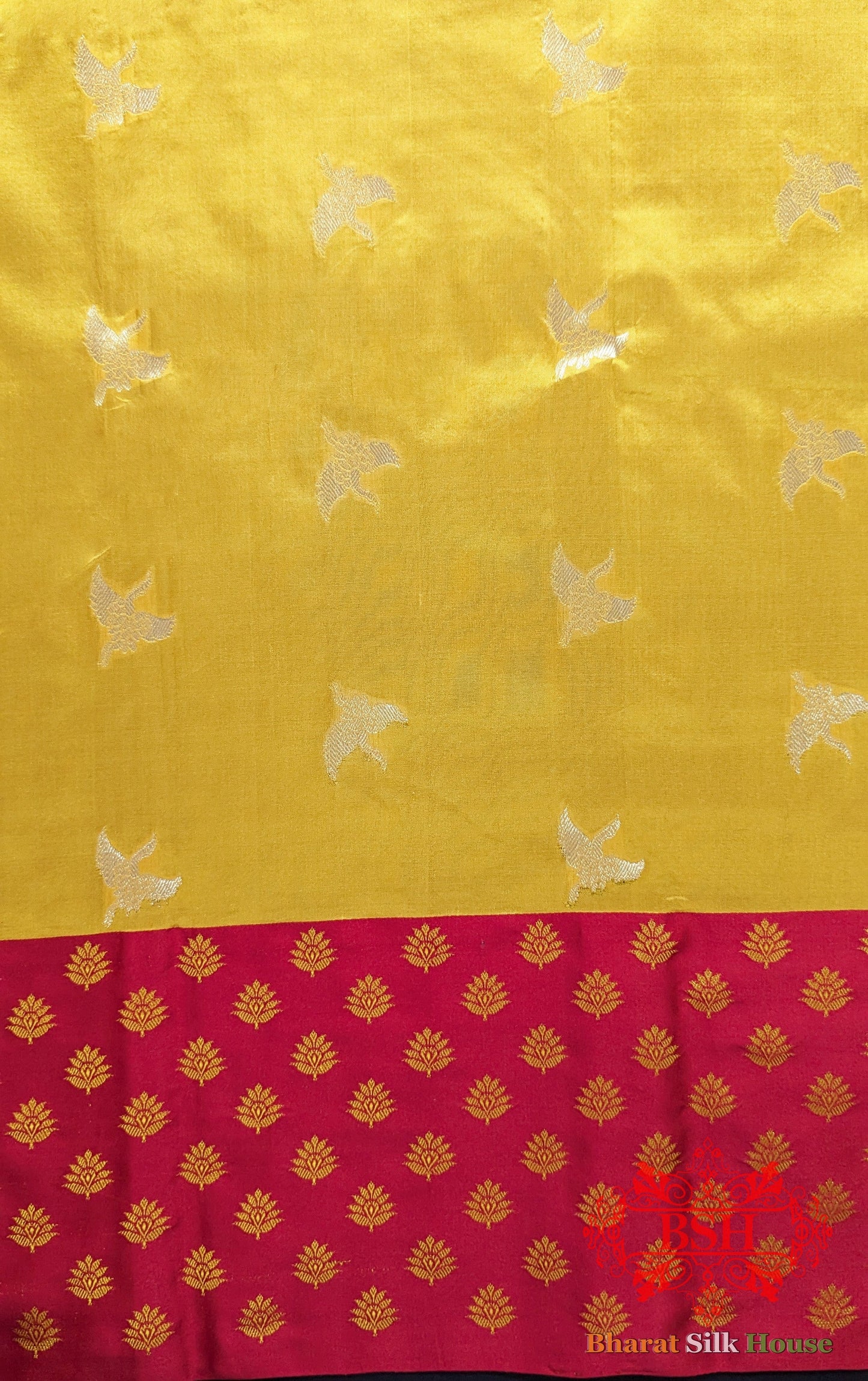 Pure Banarasi Handloom Katan Silk Meenakari Antique Zari Saree In Shades Of Gold Yellow - Bharat Silk House