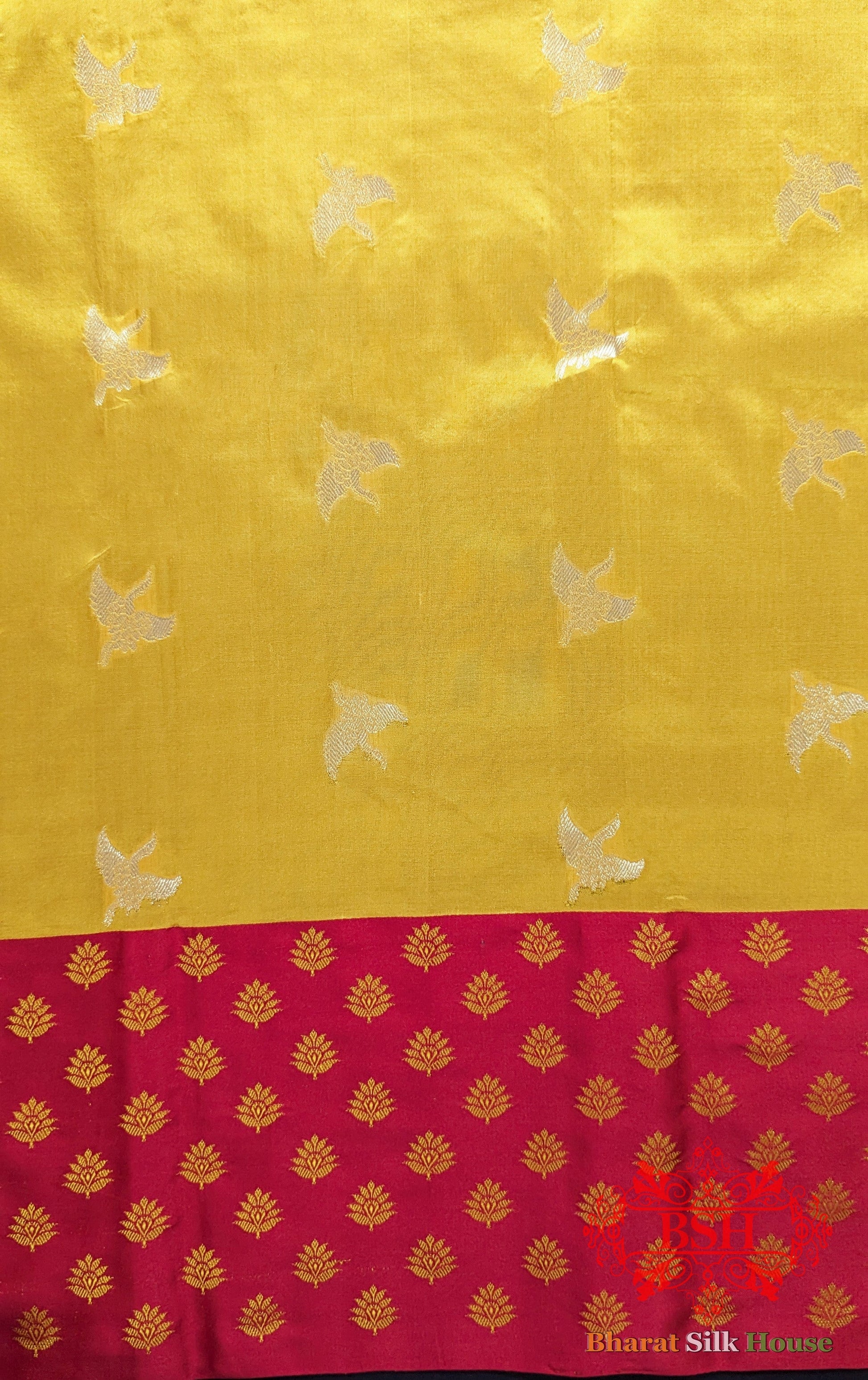 Pure Banarasi Handloom Katan Silk Meenakari Antique Zari Saree In Shades Of Gold Yellow - Bharat Silk House