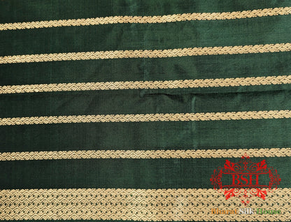 Pure Banarasi Handloom Katan Silk Meenakari Antique Zari Saree In Shades Of Green - Bharat Silk House