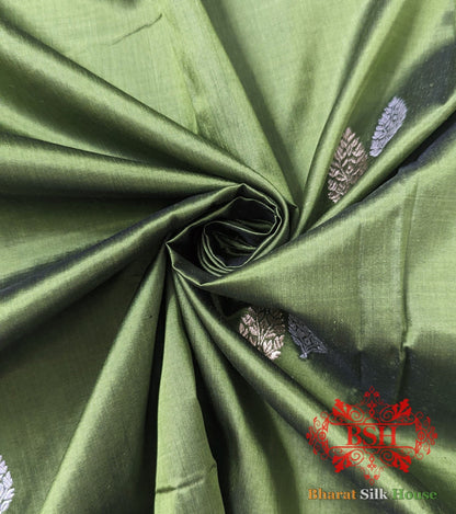 Pure Banarasi Handloom Katan Silk Meenakari Antique Zari Saree In Shades of Green - Bharat Silk House