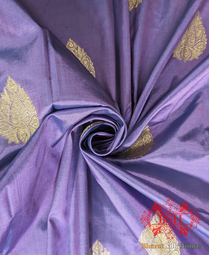 Pure Banarasi Handloom Katan Silk Meenakari Antique Zari Saree In Shades Of Lavender - Bharat Silk House