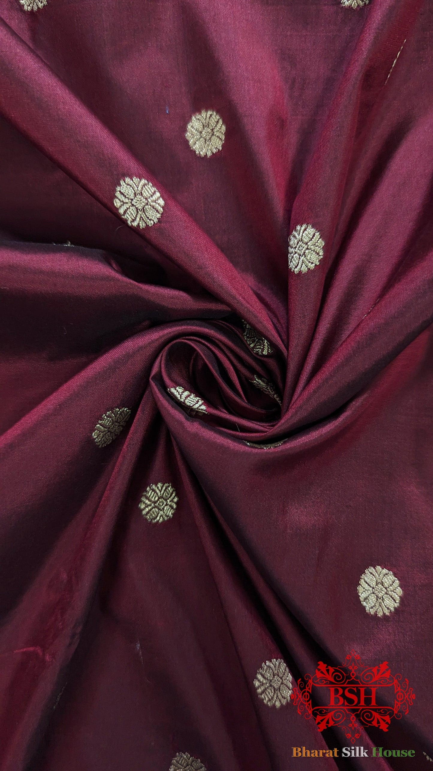 Pure Banarasi Handloom Katan Silk Meenakari Antique Zari Saree In Shades Of Maroon - Bharat Silk House