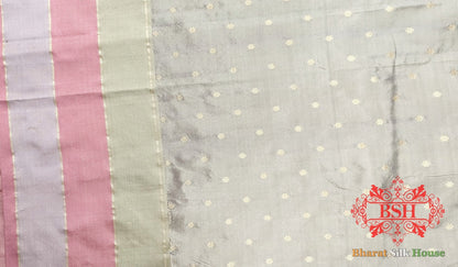 Pure Banarasi Handloom Katan Silk Meenakari Antique Zari Saree In Shades Of Peach - Bharat Silk House