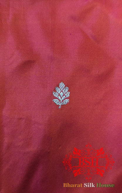 Pure Banarasi Handloom Katan Silk Meenakari Antique Zari Saree In Shades Of Rani - Bharat Silk House