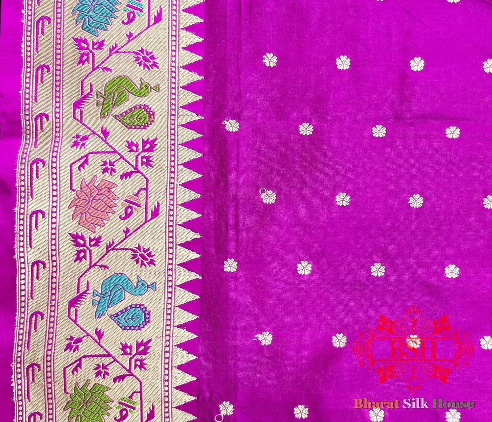 Pure Banarasi Handloom Katan Silk Meenakari Antique Zari Saree In Shades Of Royal Blue - Bharat Silk House