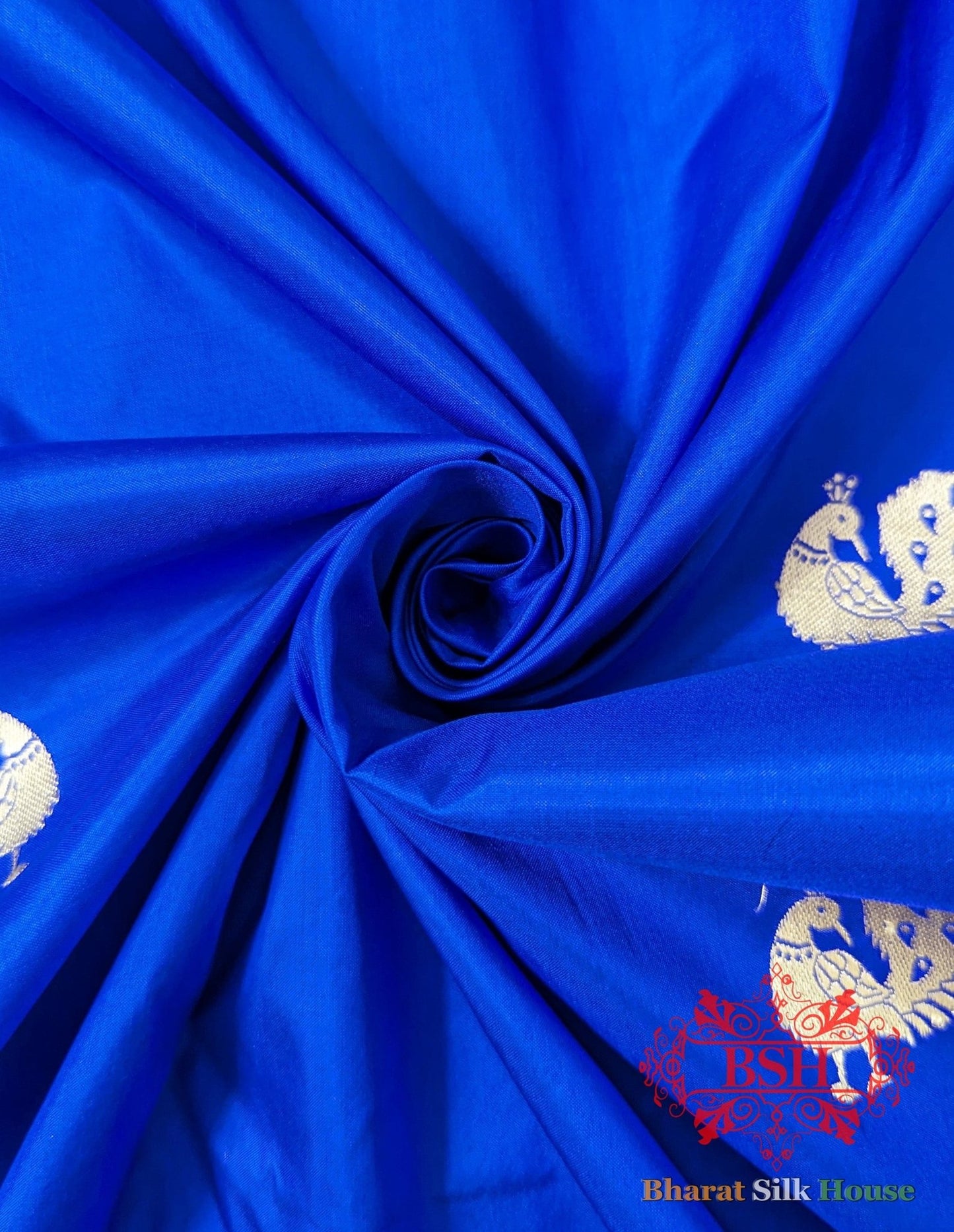 Pure Banarasi Handloom Katan Silk Meenakari Antique Zari Saree In Shades Of Royal Blue - Bharat Silk House