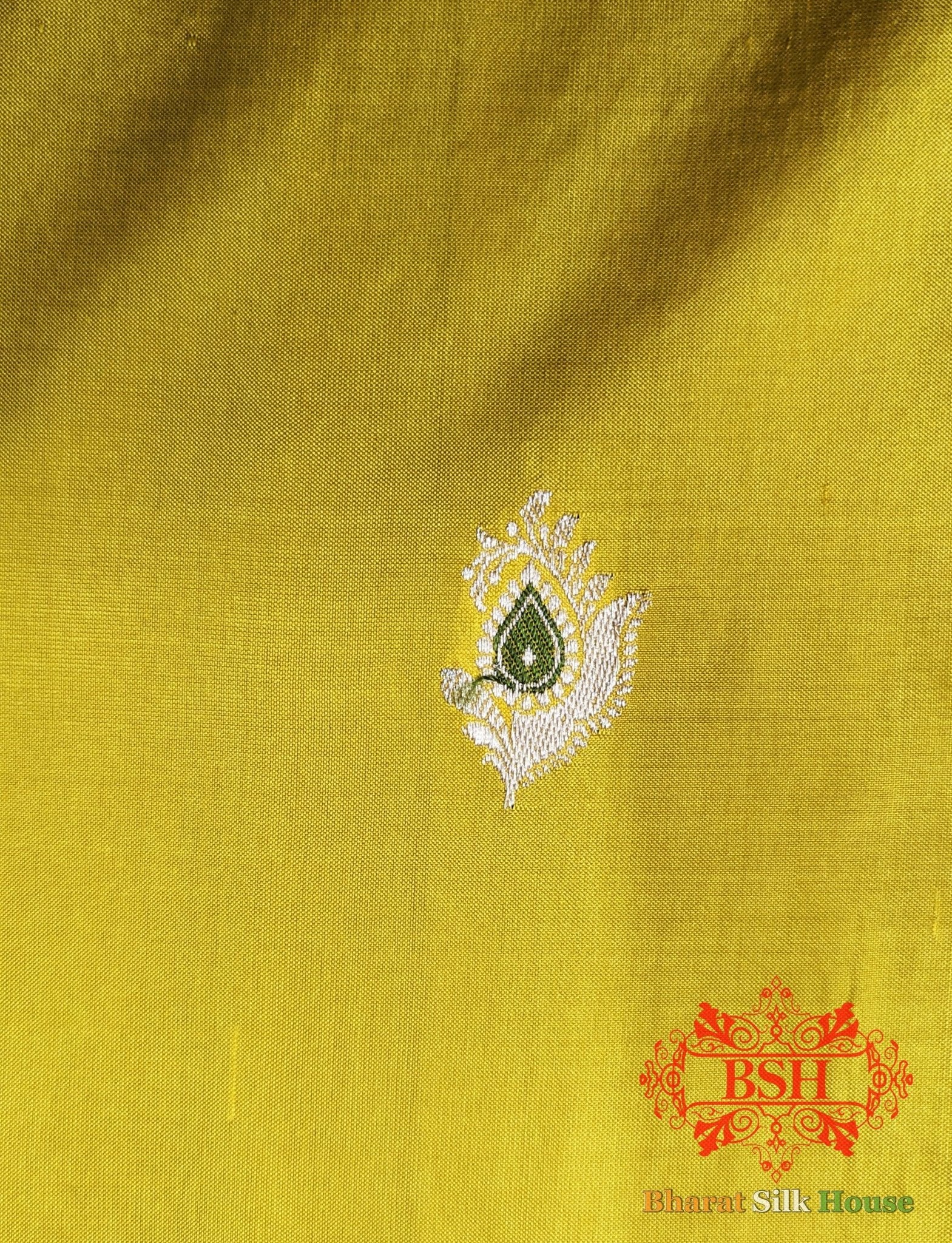 Pure Banarasi Handloom Katan Silk Meenakari Antique Zari Saree In Shades Of Yellow - Bharat Silk House