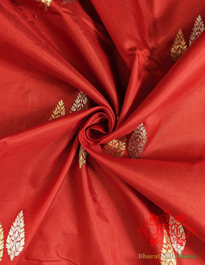 Pure Banarasi Handloom Katan Silk Meenkari Antique Zari Saree In Shades Of Red - Bharat Silk House