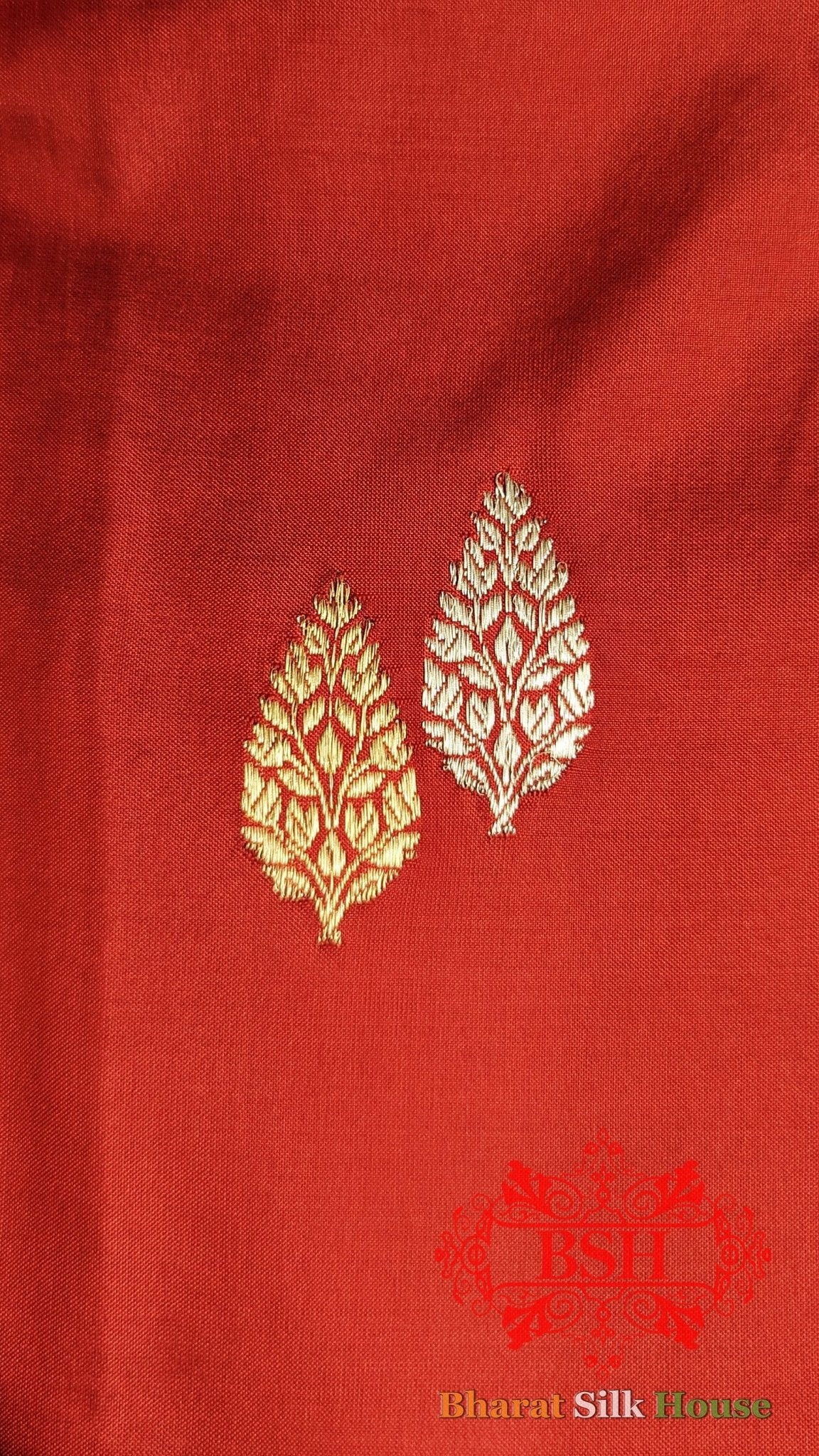 Pure Banarasi Handloom Katan Silk Meenkari Antique Zari Saree In Shades Of Red - Bharat Silk House