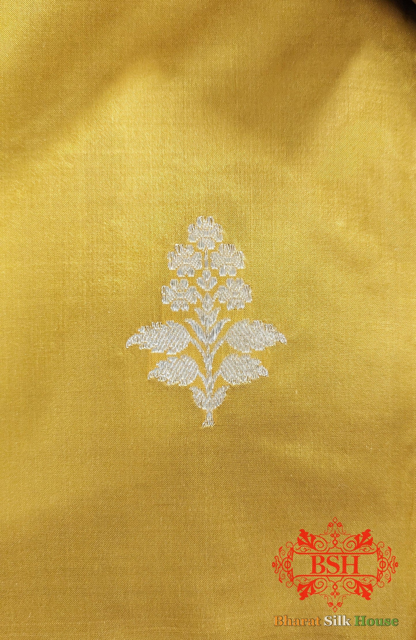 Pure Banarasi Handloom Katan Silk Saree Antique Zari In Shades Of Yellow - Bharat Silk House