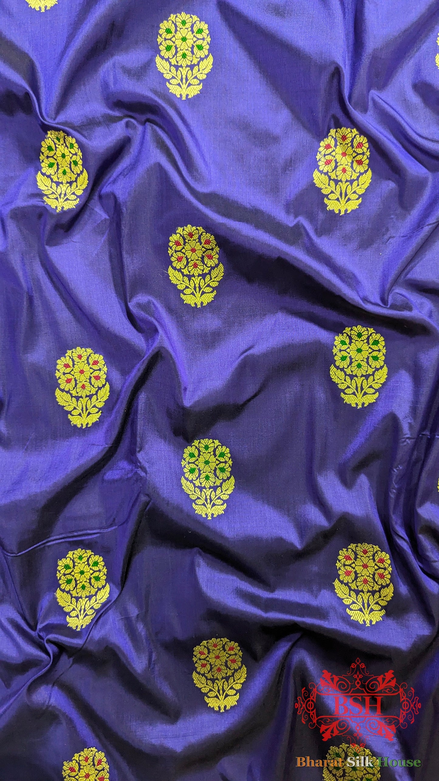 Pure Banarasi Handloom Silk Meenakari Antique Zari Saree In Shades Of Violet - Bharat Silk House