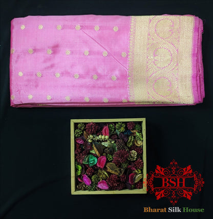 Pure Banarasi Pure Banarasi Handloom Katan Silk Antique Zari Saree In Shades of Peach - Bharat Silk House