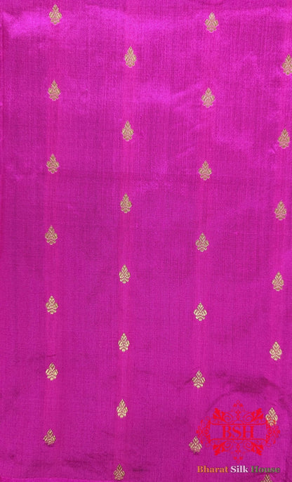 Pure Banrasi Handloom Katan Silk Antique Zari Saree In Shades Of Pink - Bharat Silk House