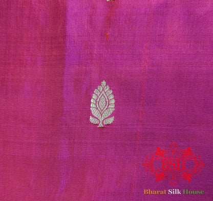 Pure Banrasi Handloom Katan Silk Antique Zari Saree In Shades Of Pink - Bharat Silk House