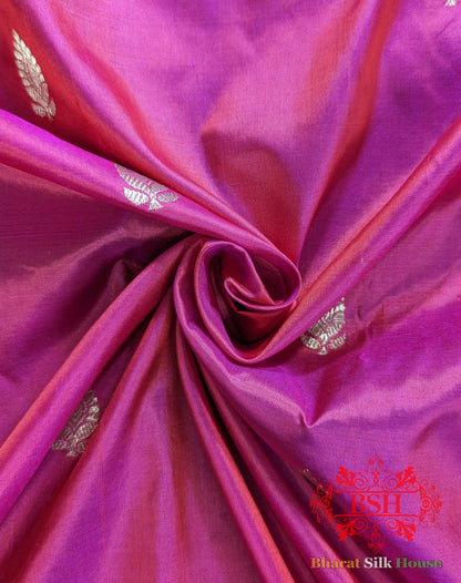 Pure Banrasi Handloom Katan Silk Antique Zari Saree In Shades Of Pink - Bharat Silk House