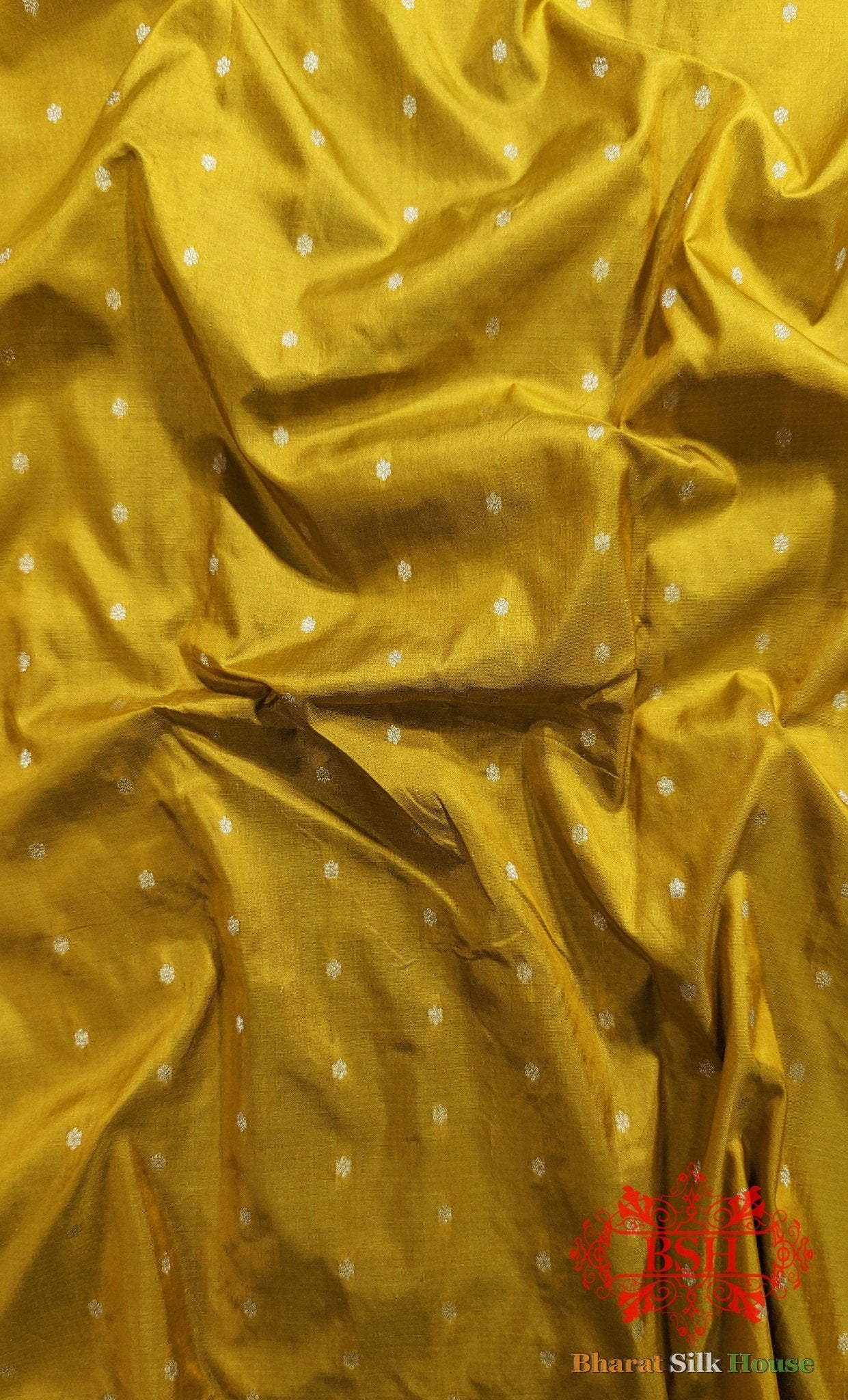 Pure Banrasi Handloom Katan Silk Antique Zari Saree In Shades Of Yellow - Bharat Silk House