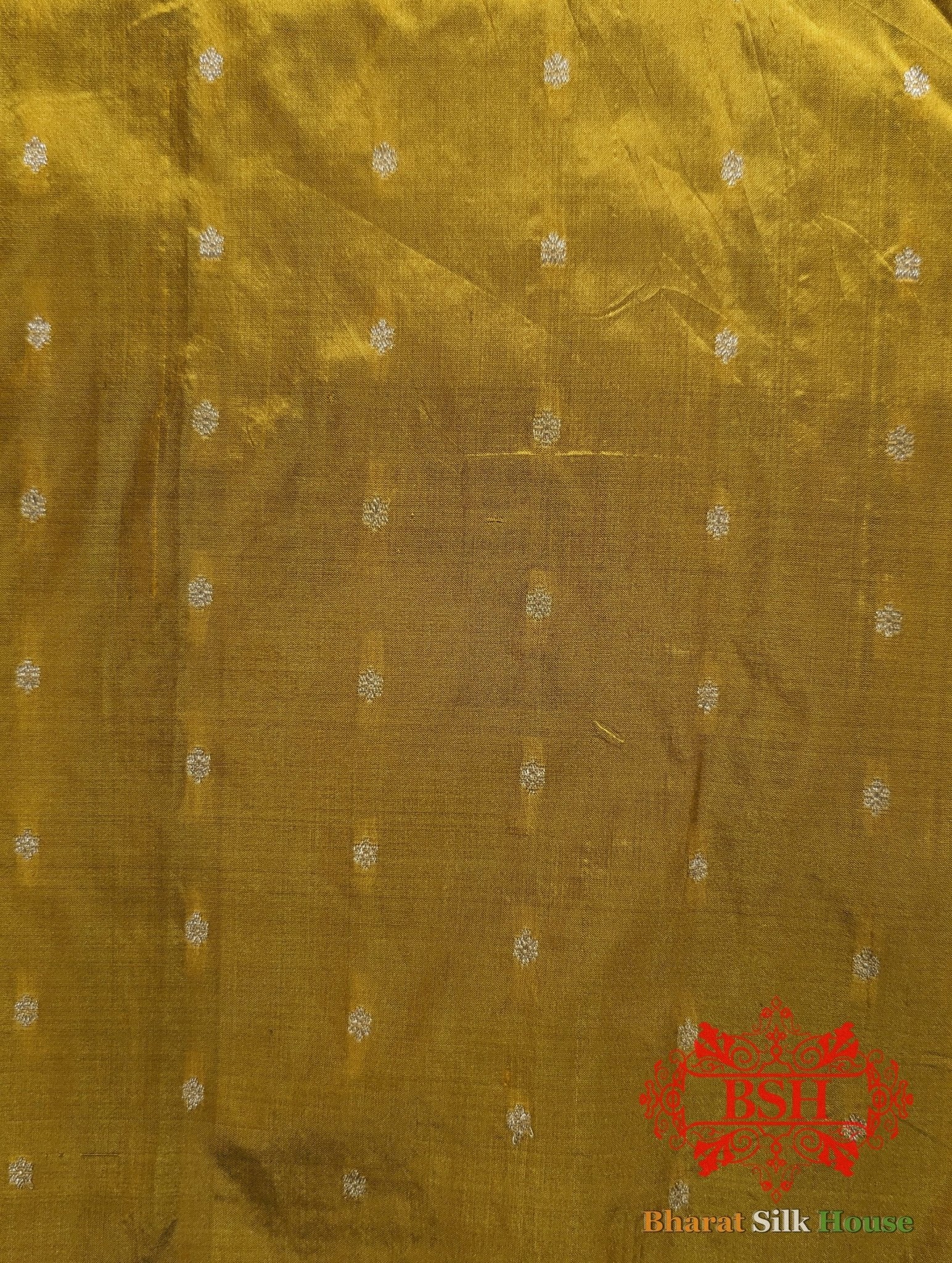 Pure Banrasi Handloom Katan Silk Antique Zari Saree In Shades Of Yellow - Bharat Silk House