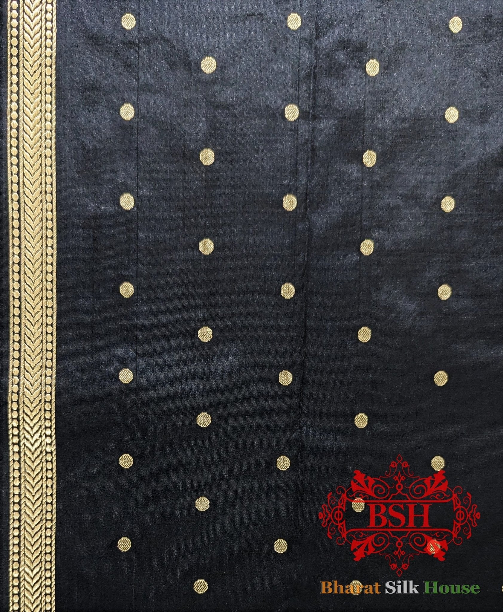 Pure Banrasi Handloom Katan Silk Meenakari Antique Zari Saree In Shades Of Black - Bharat Silk House