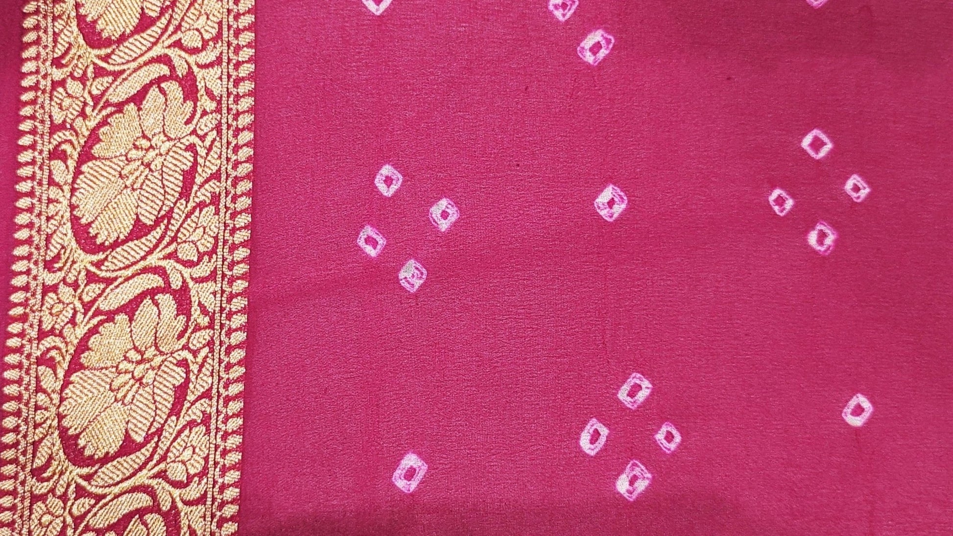 Pure Georgette Bandhej Banarasi Handloom Saree In Shades Of Pink - Bharat Silk House