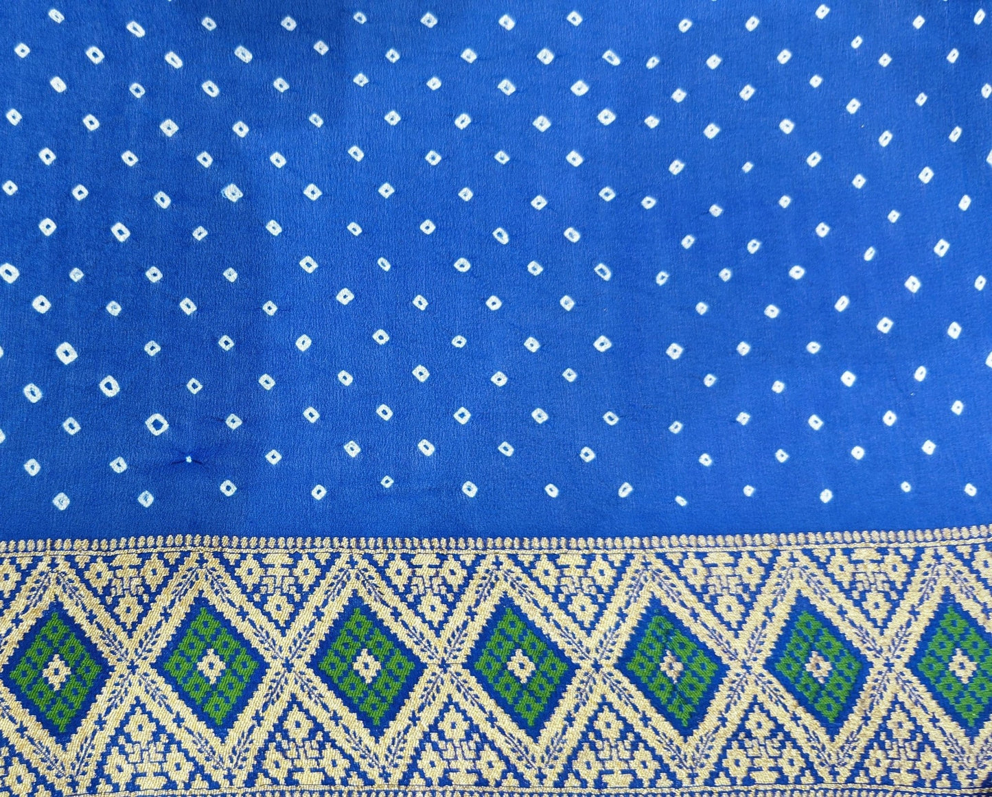 Pure Georgette Bandhej Meenakari Handloom Saree In Shades Of Royal & Celeste - Bharat Silk House