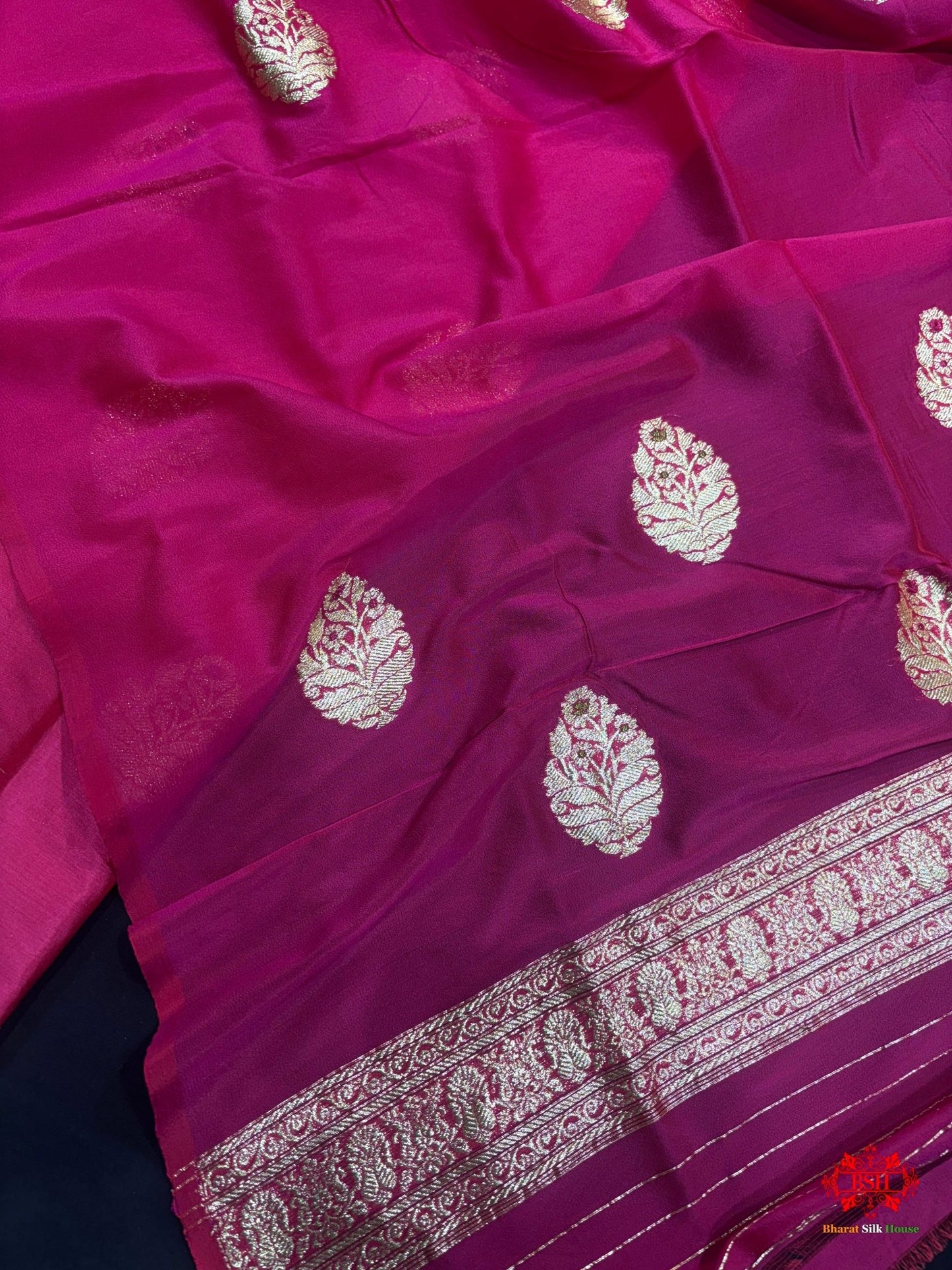 Pure Katan Handloom Silk Meena All Over Booti With Dupatta Suitpiece In Shade Of Pink - Bharat Silk House Pure Kataan Silk