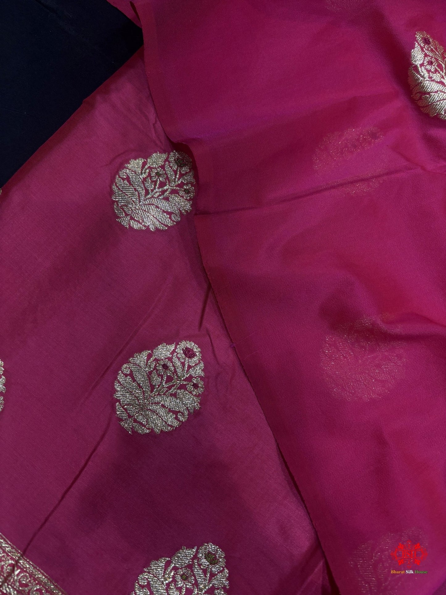 Pure Katan Handloom Silk Meena All Over Booti With Dupatta Suitpiece In Shade Of Pink - Bharat Silk House Pure Kataan Silk