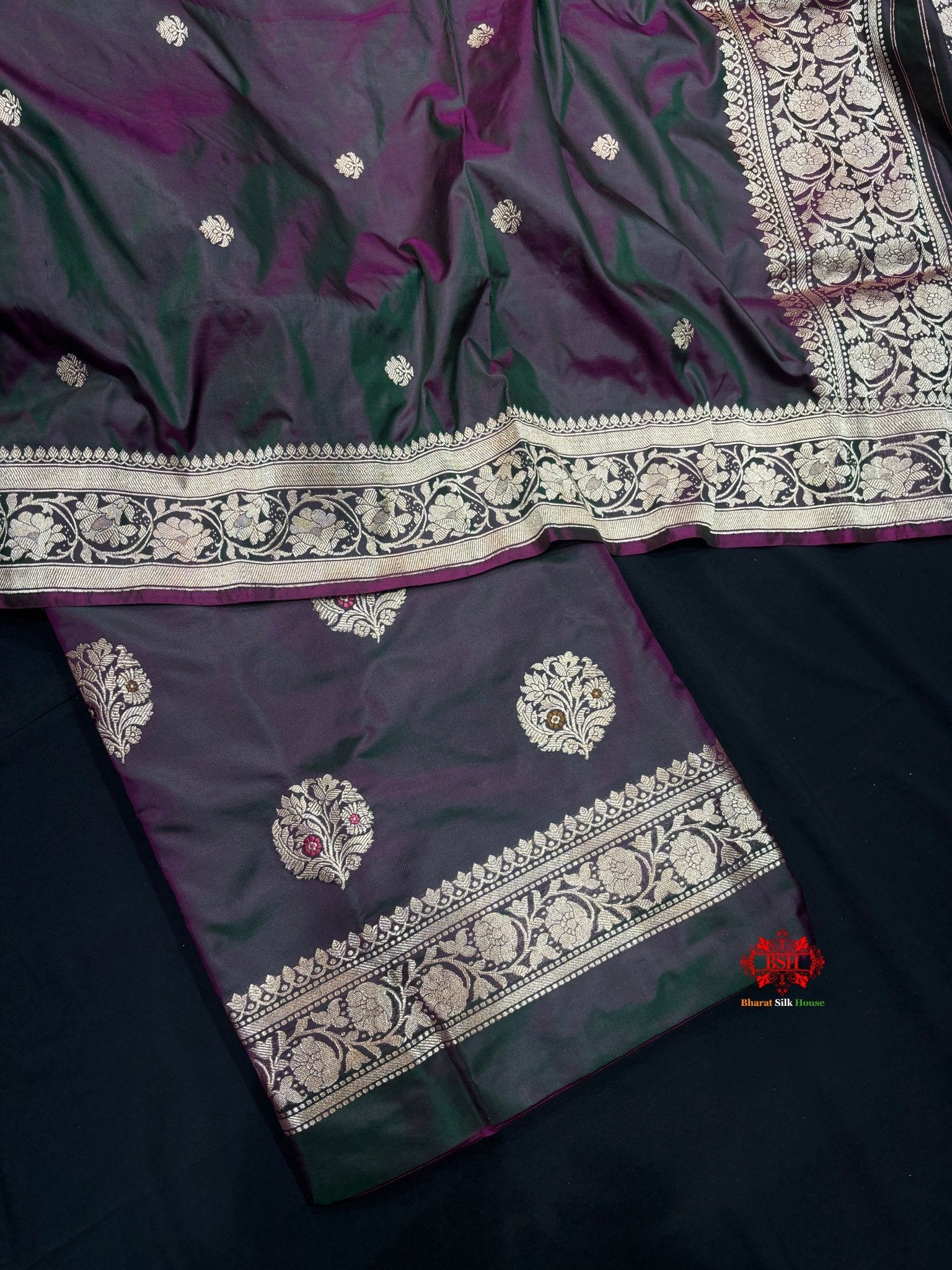 Pure Katan Handloom Suitpiece In Shade Of Cross Colour - Bharat Silk House Pure Kataan Silk