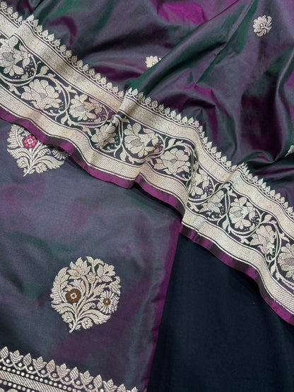 Pure Katan Handloom Suitpiece In Shade Of Cross Colour - Bharat Silk House Pure Kataan Silk