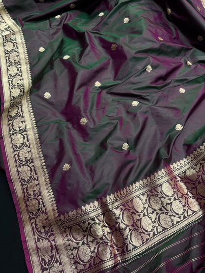 Pure Katan Handloom Suitpiece In Shade Of Cross Colour - Bharat Silk House Pure Kataan Silk