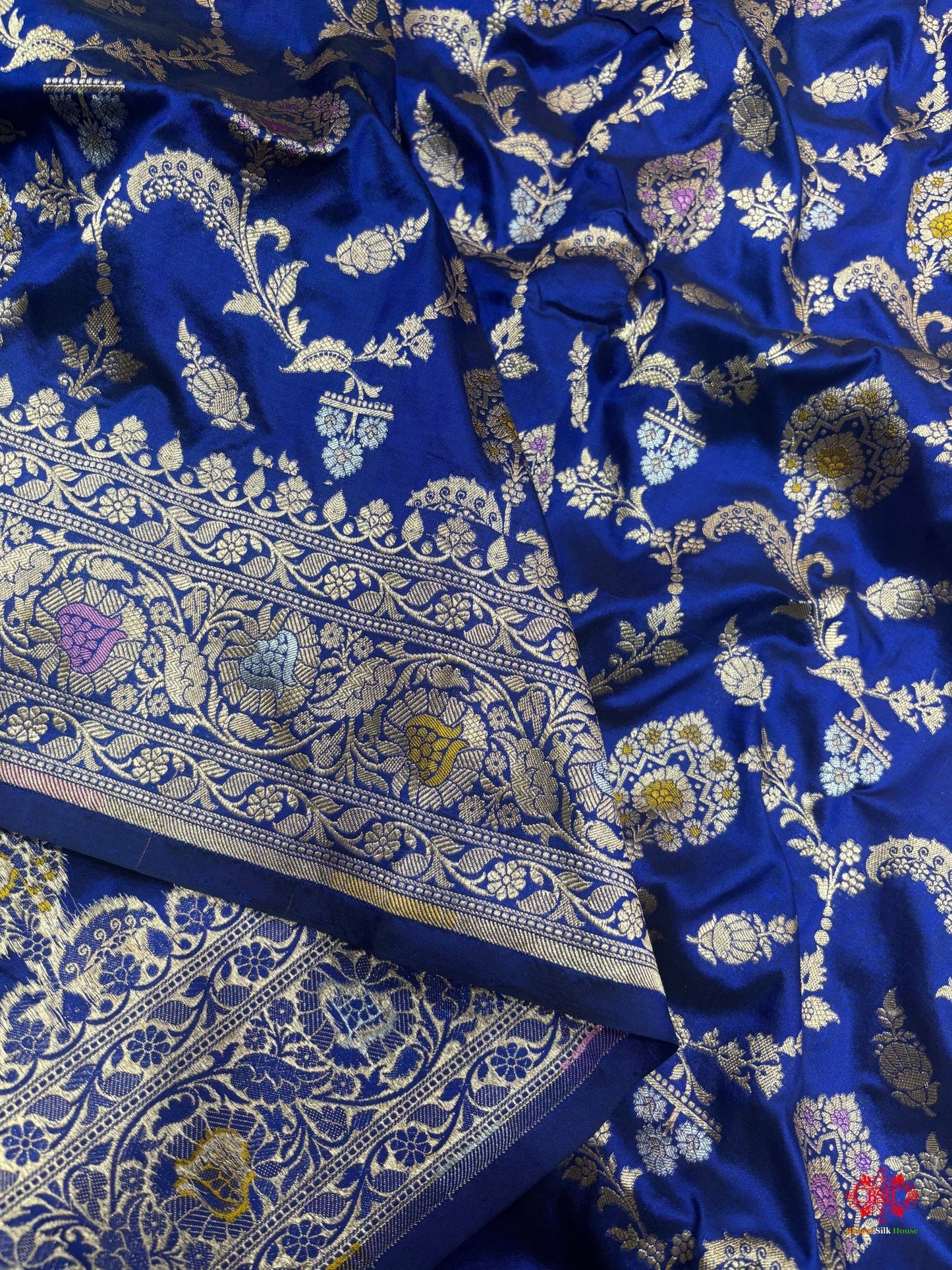 Pure Katan Silk Banarasi Handloom Saree - All over Jaal work with Meenakari - Bharat Silk House Pure Kataan Silk