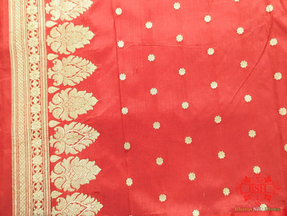 Pure Katan Silk Banarasi Handloom Saree In Shades Of Deep Pink - Bharat Silk House