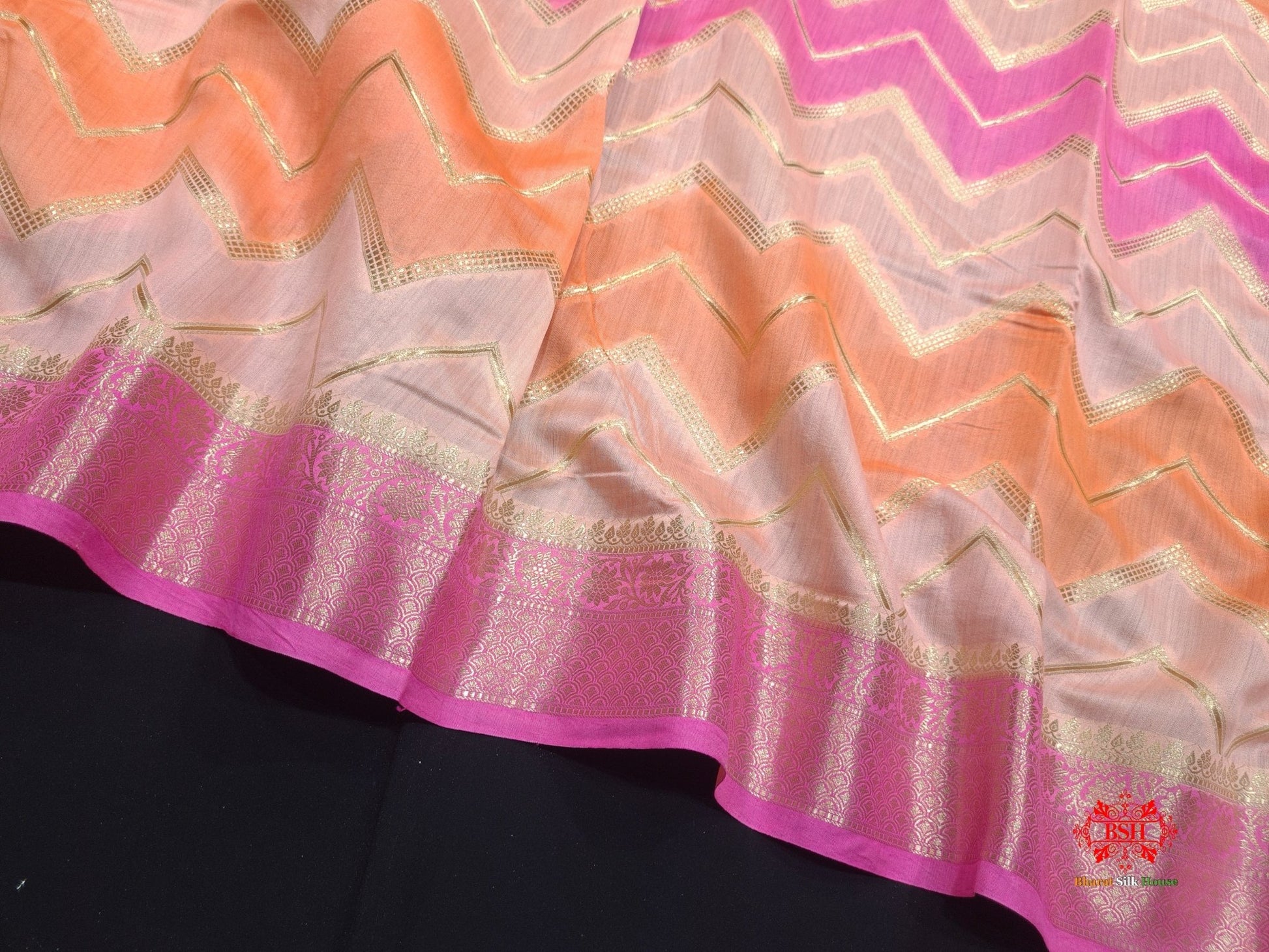 Pure Rangkaat Multi Color Zigzag Chiniya Silk Saree - Bharat Silk House