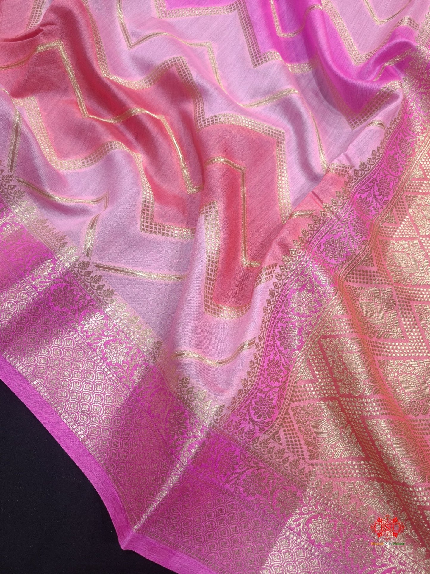 Pure Rangkaat Multi Color Zigzag Chiniya Silk Saree - Bharat Silk House