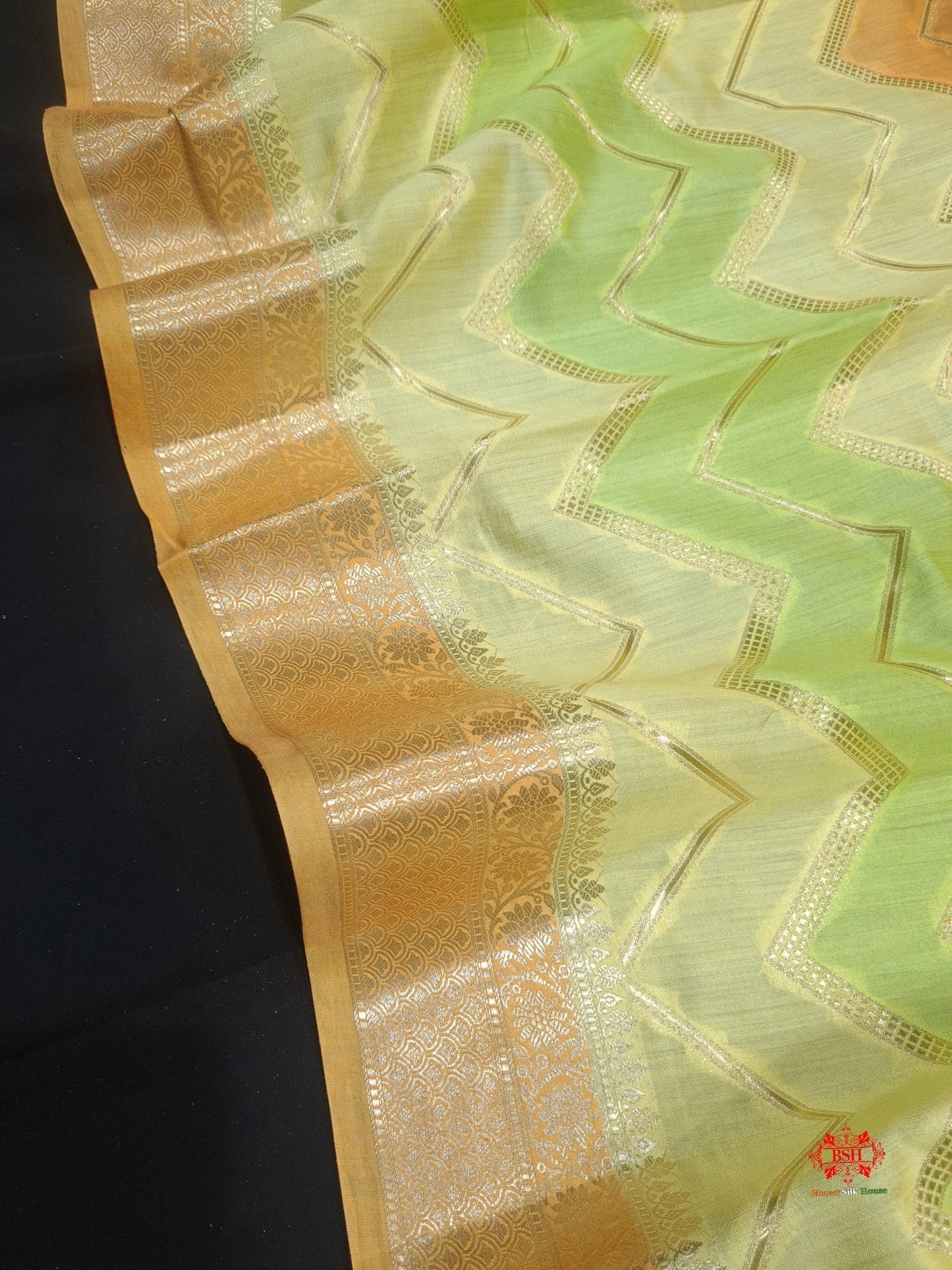 Pure Rangkaat Multi Color Zigzag Chiniya Silk Saree - Bharat Silk House