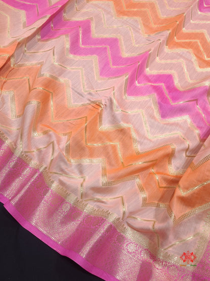 Pure Rangkaat Multi Color Zigzag Chiniya Silk Saree - Bharat Silk House