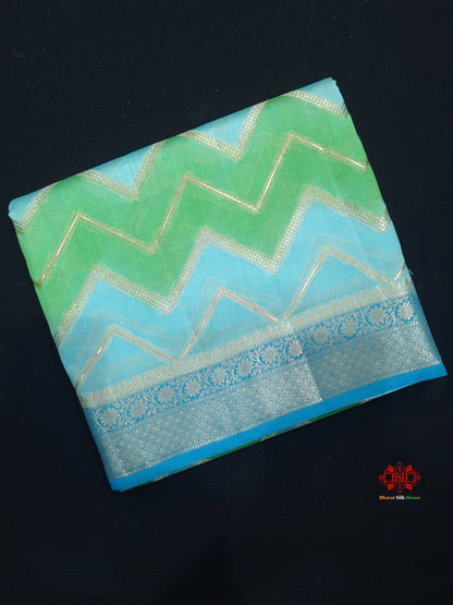 Pure Rangkaat Multi Color Zigzag Chiniya Silk Saree - Bharat Silk House