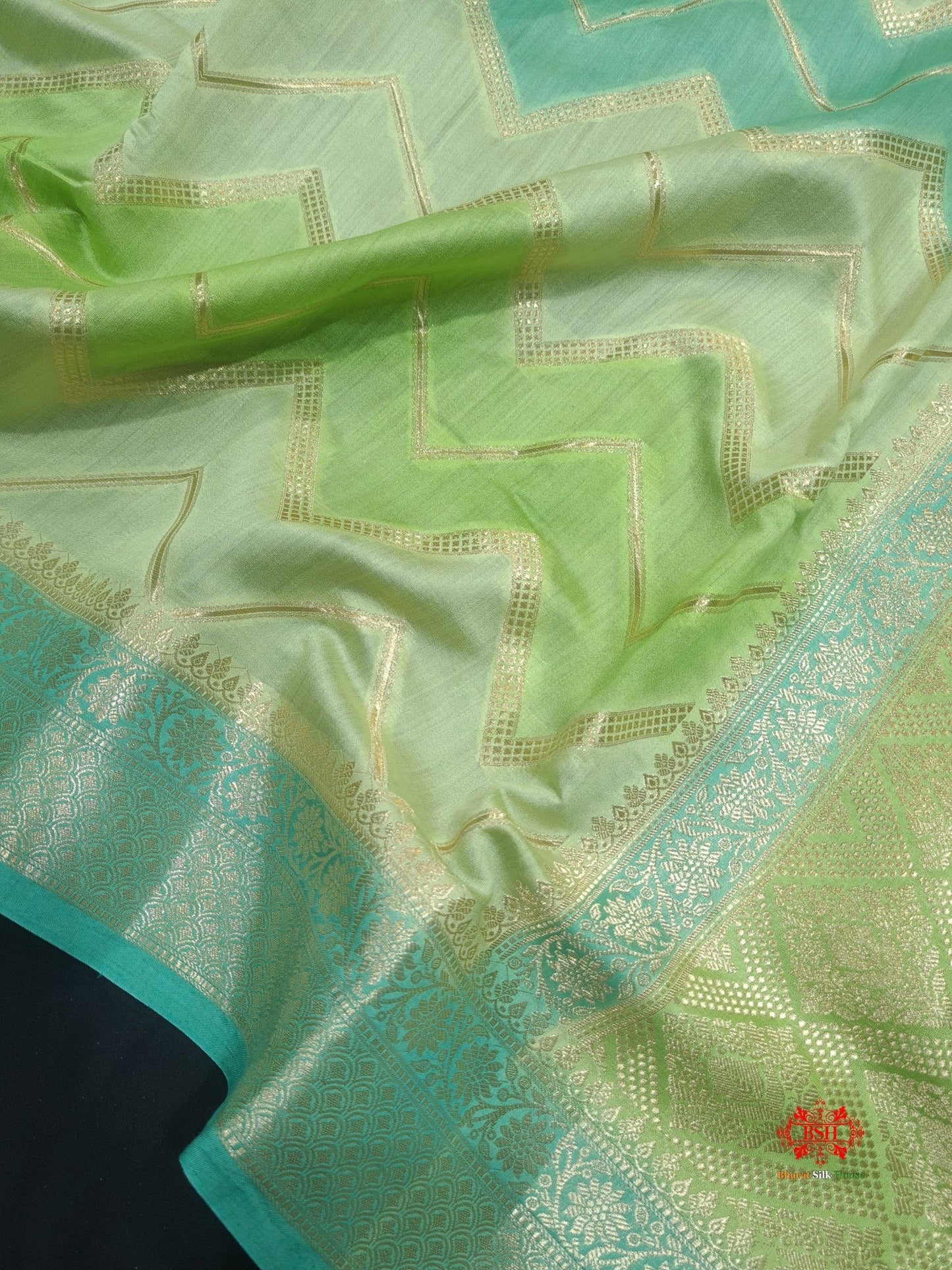 Pure Rangkaat Multi Color Zigzag Chiniya Silk Saree - Bharat Silk House