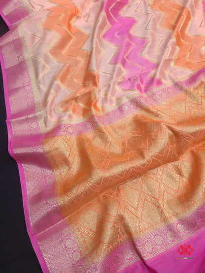 Pure Rangkaat Multi Color Zigzag Chiniya Silk Saree - Bharat Silk House